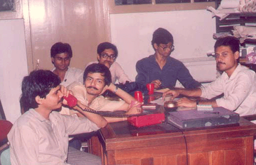 at desk